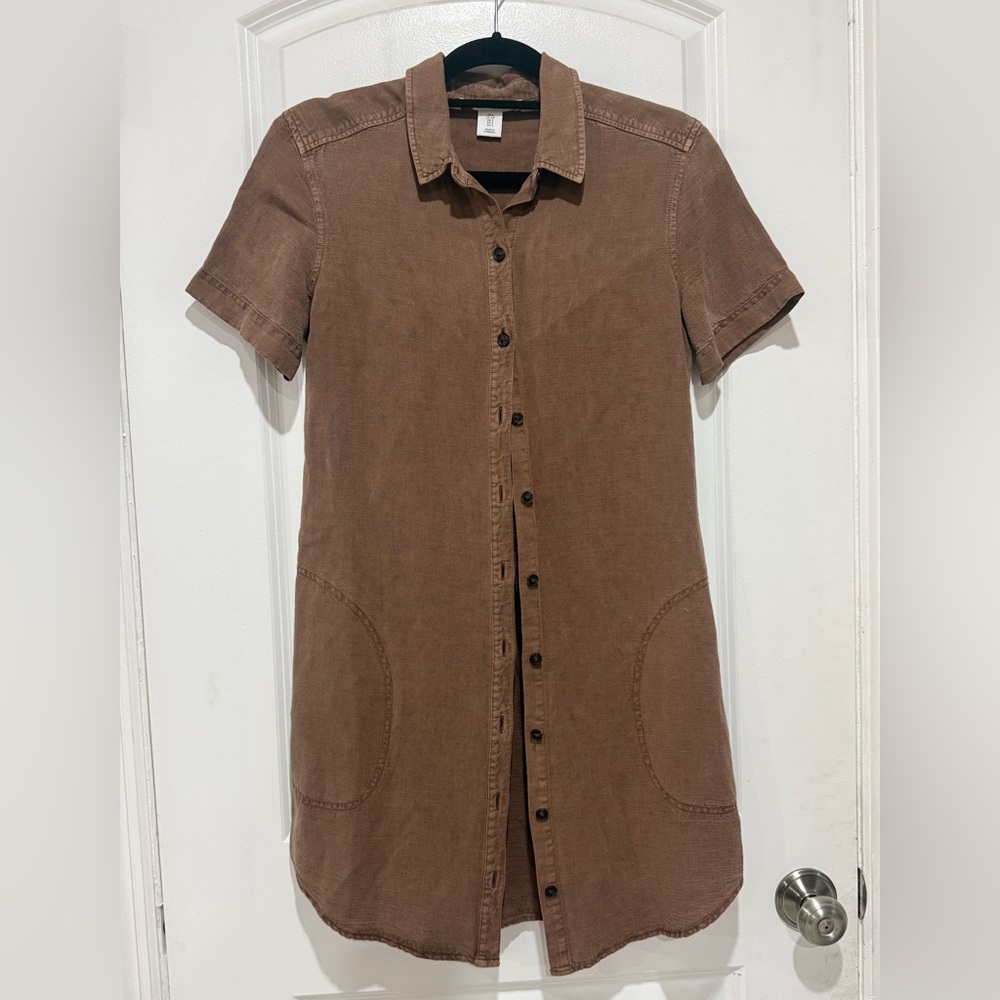 Lucky Brand Linen Blend Button-Front Mini Dress